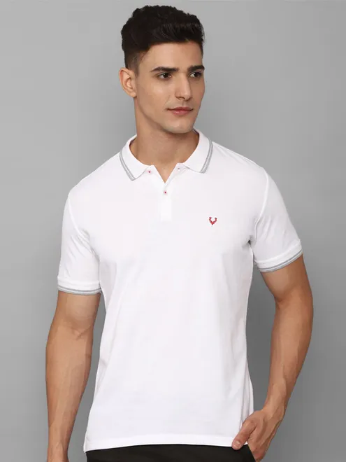 ALLEN SOLLY solid white polo cotton t-shirt