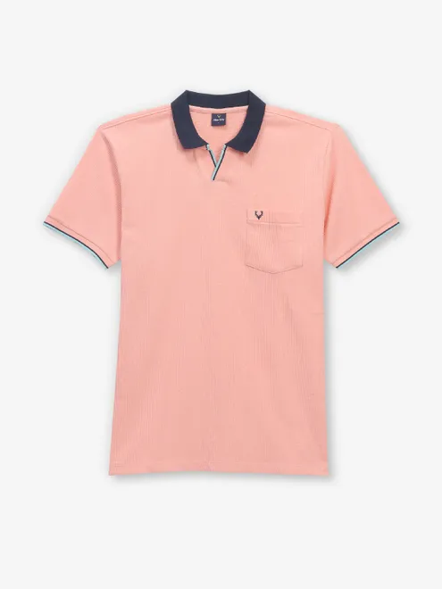 ALLEN SOLlY textured peach cotton t-shirt