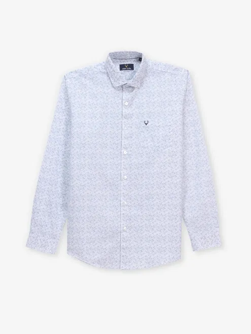 ALLEN SOLLY white printed casual cotton shirt