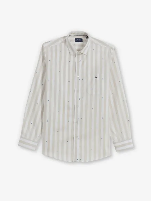 ALLEN SOLLY white stripped and printed shirt for men