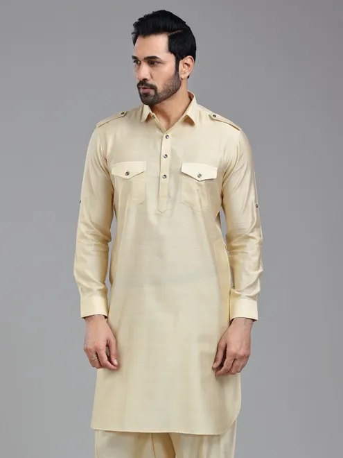 Almond beige full sleeve pathani kurta
