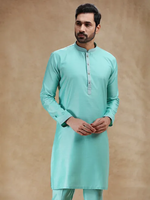 Aqua festive wear cotton silk kurta pajama
