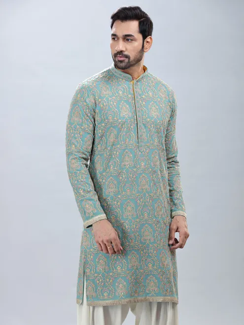 Aqua georgette festive special kurta set
