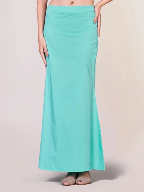 Aqua lycra cotton plain saree shaper