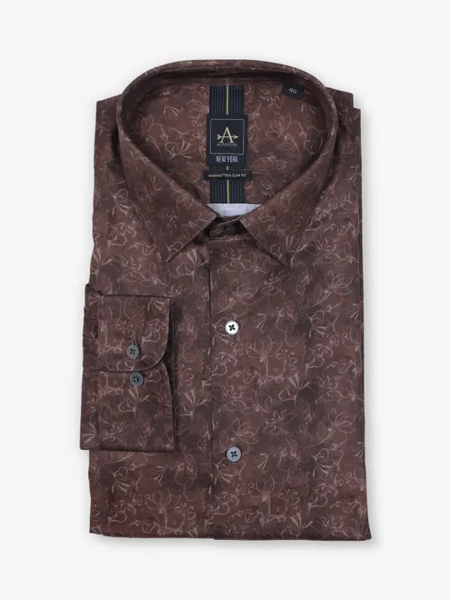 ARROW brown printe cotton shirt