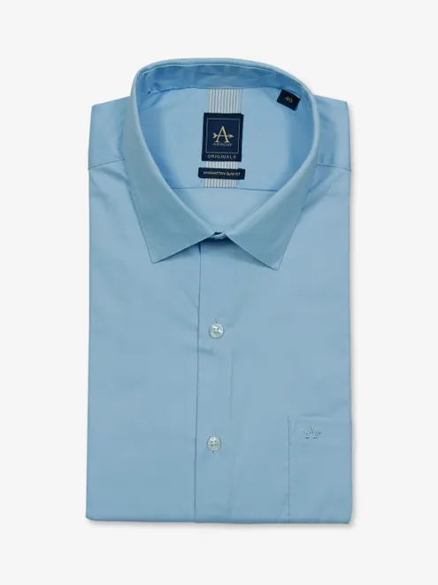 Arrow light blue plain manhattan fit shirt