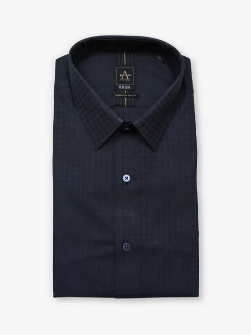 ARROW navy cotton texture shirt