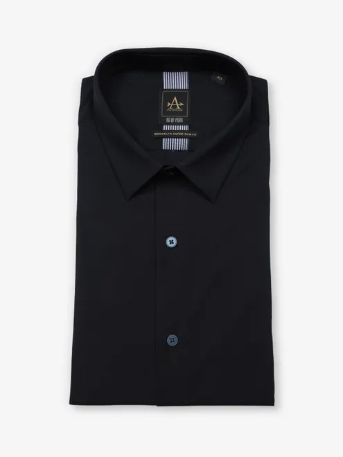 ARROW navy plain cotton brooklyn fit shirt