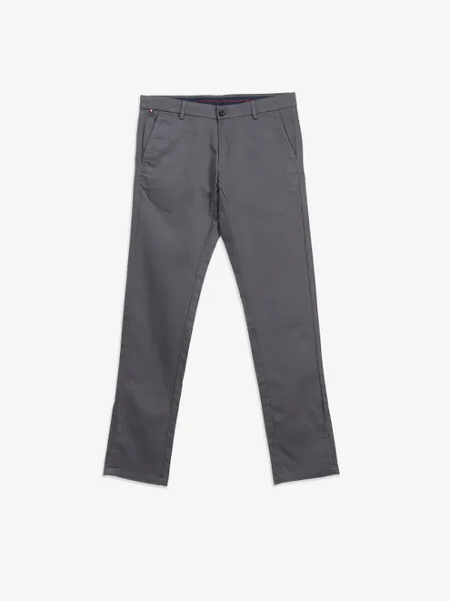 ARROW solid grey cotton trouser