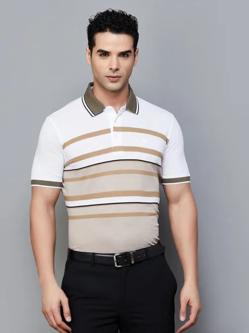 ARROW white striped polo t-shirt for men