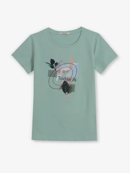 ASTRON pista green printed cotton t-shirt