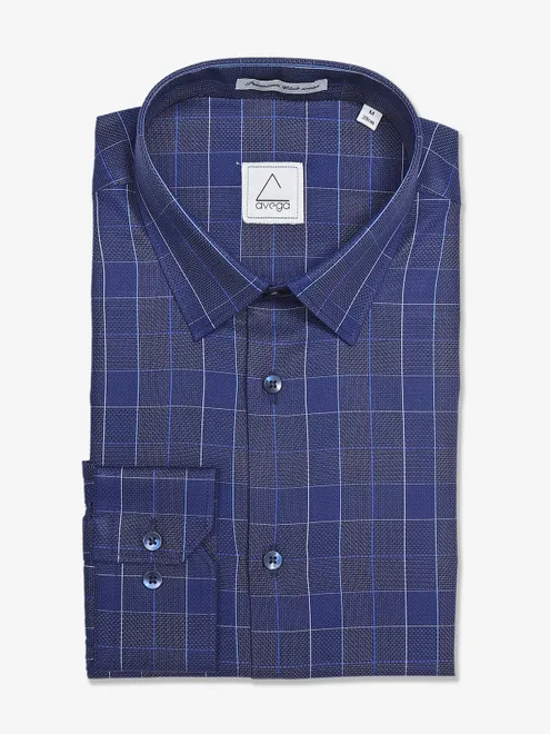 Avega cotton checks navy shirt