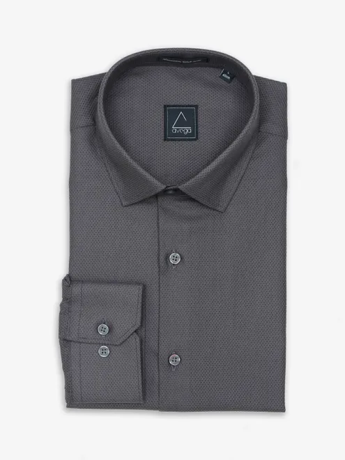Avega cotton grey textured shirt