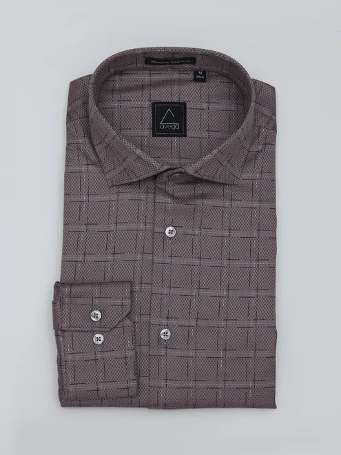 Avega cotton slim fit grey checks shirt