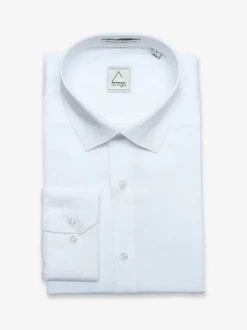 Avega cotton white plain shirt