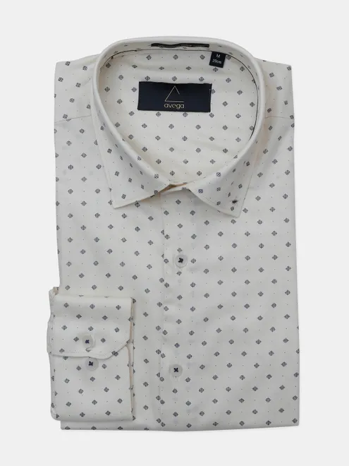 Avega cream party wear printed slim fit shirt