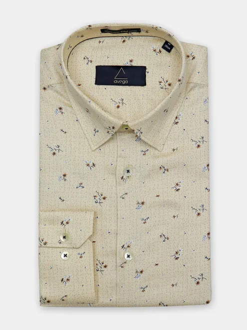 Avega light yellow cotton cut away collar shirt