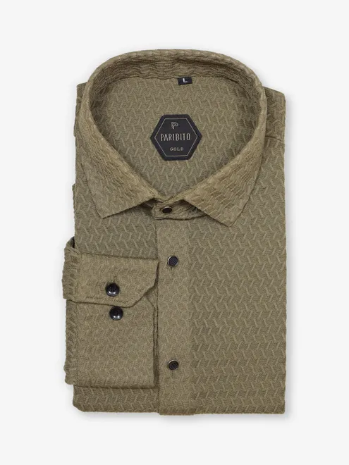 AVEGA olive cotton party shirt in slim fit