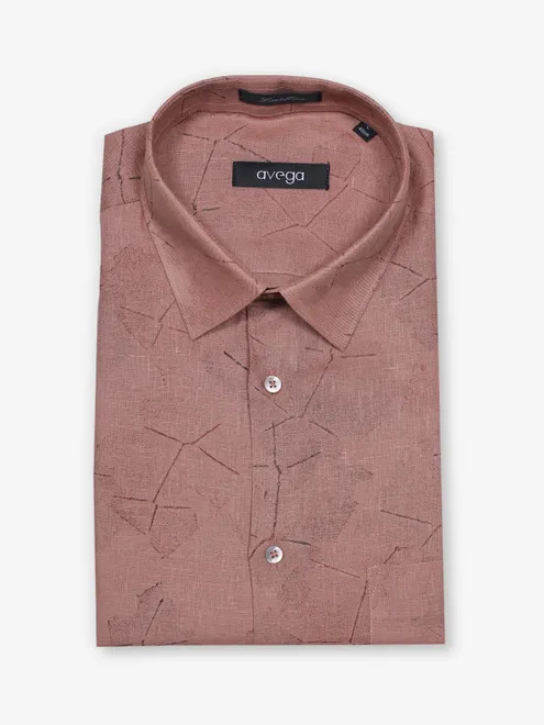 AVEGA onion pink printed linen shirt