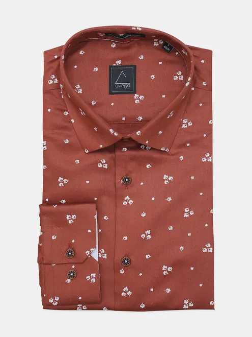 Avega brown printed formal shirt
