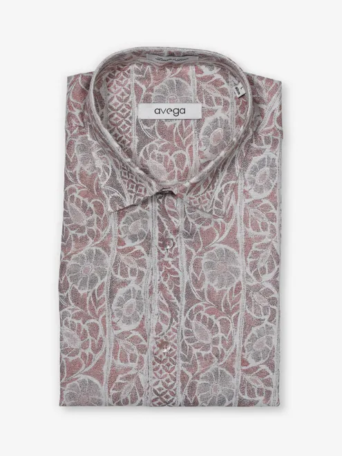 AVEGA peach printed linen shirt for men