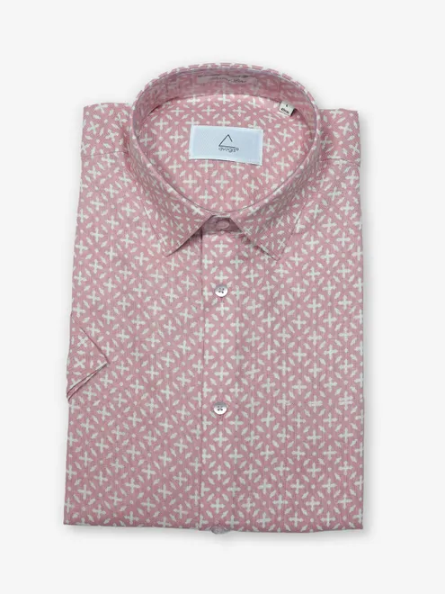 AVEGA pink printed linen formal shirt