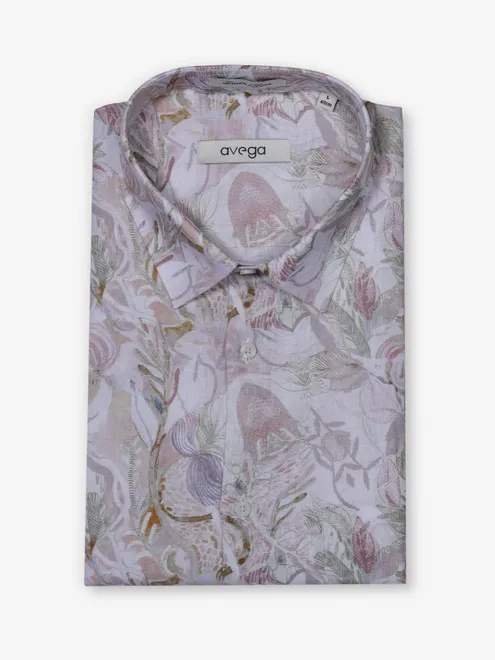 AVEGA pink printed linen shirt for men
