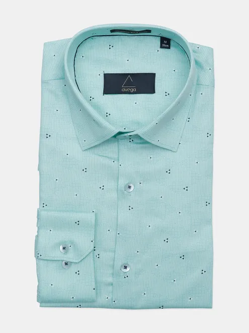 Avega pista green slim fit cotton shirt