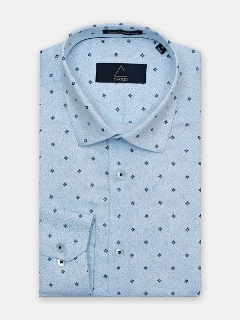 Avega powder blue printed pattern shirt