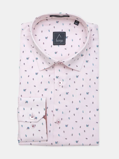 Avega presented light pink printed formal cotton shirt