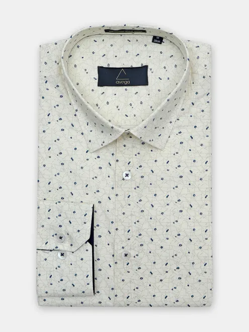 Avega printed beige cotton shirt for men