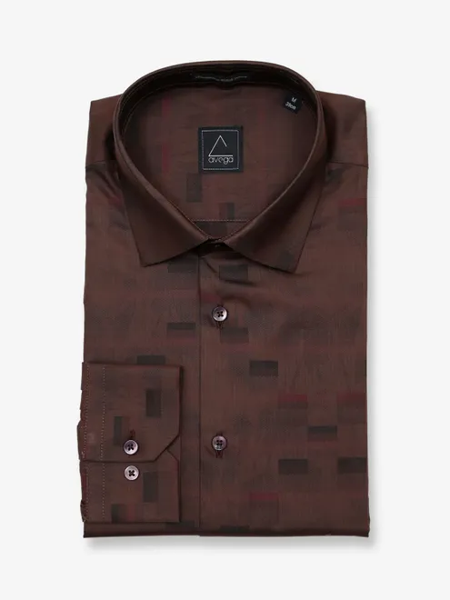Avega printed cotton shirt in brown