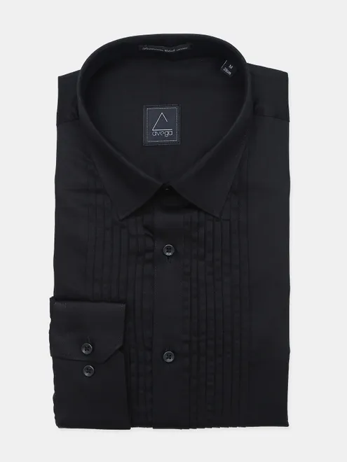 Avega stripe style black slim fit cotton shirt