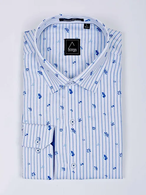 Avega white stripe pattern formal shirt