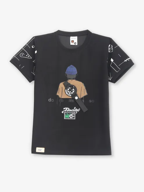 BAMBINI black half sleeve t-shirt