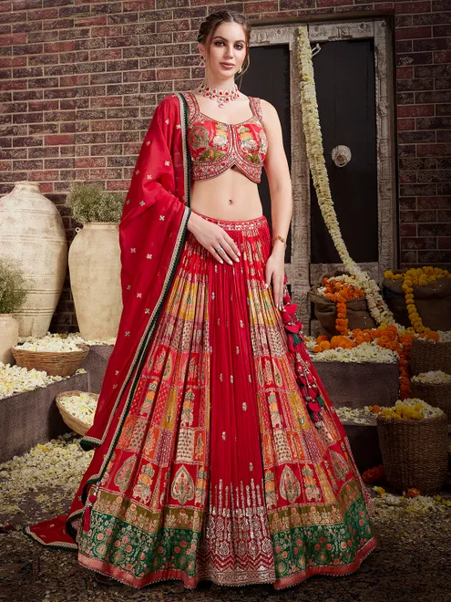 Beautiful georgette lehenga choli in maroon