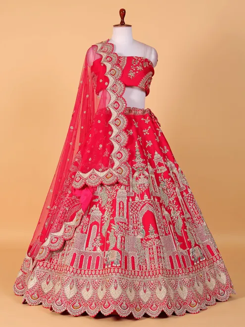 Beautiful red raw silk lehenga choli
