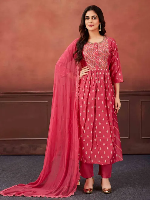 Beautiful silk dark pink salwar suit for women