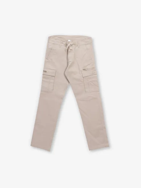 BEEVEE beige solid cargo fit jeans