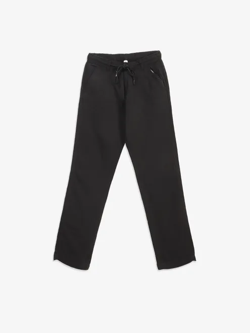 BEEVEE black solid cotton track pant