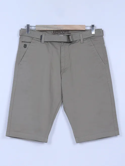 BeeVee cotton olive solid shorts for men