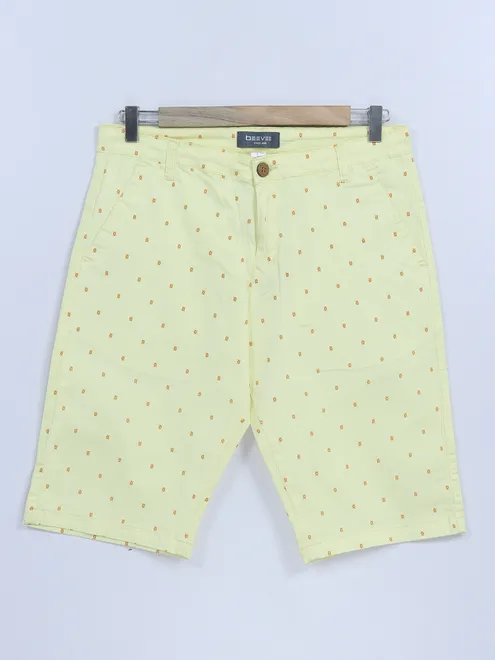 Beevee cotton yellow printed shorts