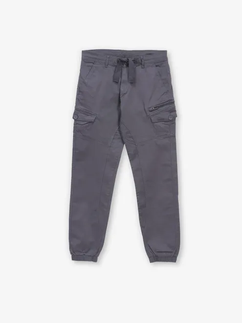 BEEVEE grey solid cotton track pant