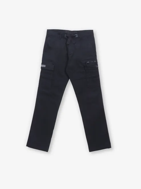BEEVEE navy solid cargo fit jeans