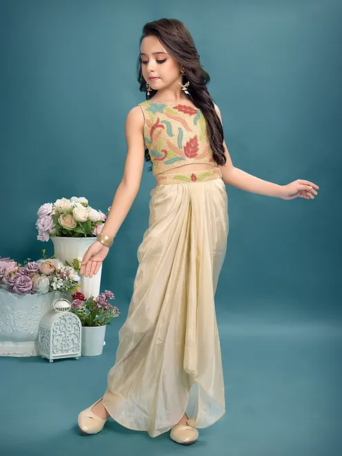 Beige silk designer salwar suit with stylish bottoms