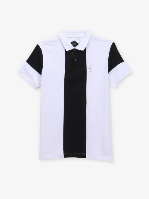 BEING HUMAN black and white cotton slim fit t-shirt