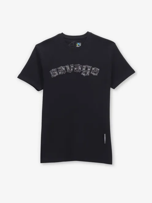 BEING HUMAN black t-shirt in textured cotton
