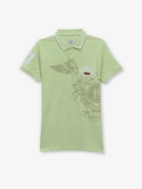 BEING HUMAN light green cotton t-shirt with print