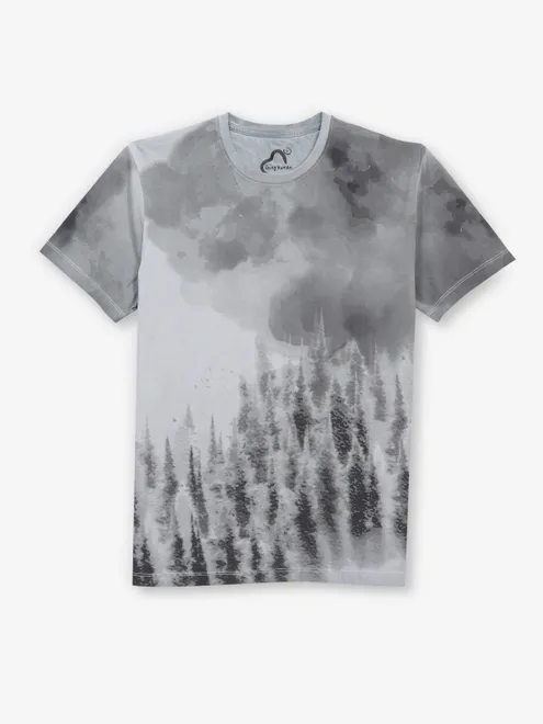 BEING HUMAN printed light grey cotton mens t-shirt