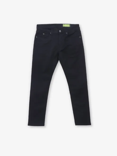 BEING HUMAN solid black denim jeans for men